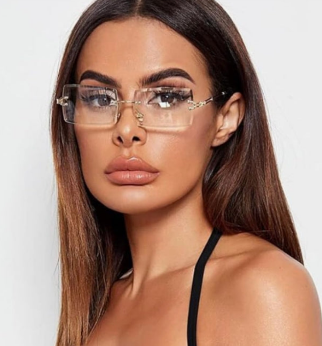 Luxury Rimless Designer Square Retro Gold Wire Metal Frame Clear Lens Eye Glasses Unisex Trendy Rectangle Frameless Hip Hop Glasses For Men And Women
