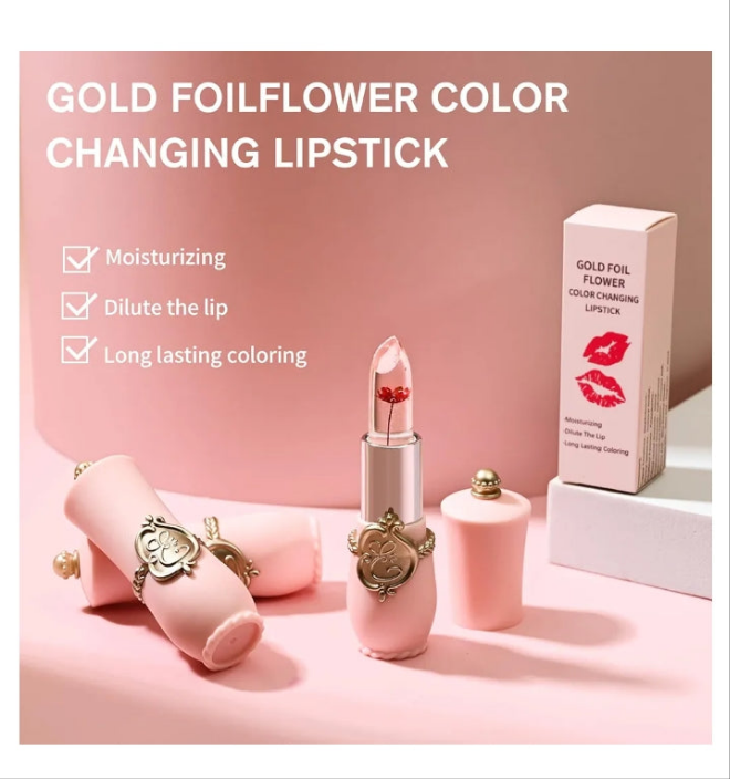 6 Pcs/Set Flower Jelly Lipstick Set Temperature Change Moisturizer Long Lasting Nutritious Balm Magic Color Change Lip Gloss