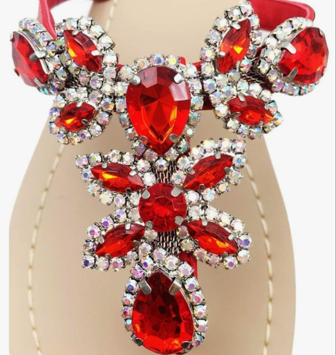Rhinestone Sandals,Women's Flat Sandals,Flip Flop,Jeweled Sandals