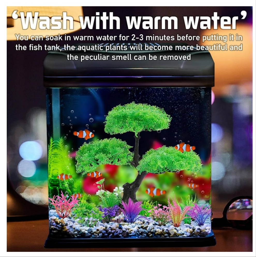 Aquarium Artificial Plastic Plants Decoration, Aquarium Tree Decor Set, Goldfish Betta Fish Tank Decorations Hides Accessories