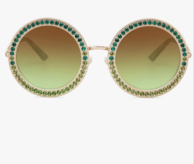 Shining Oversized Round Rhinestone Sunglasses Festival Gem