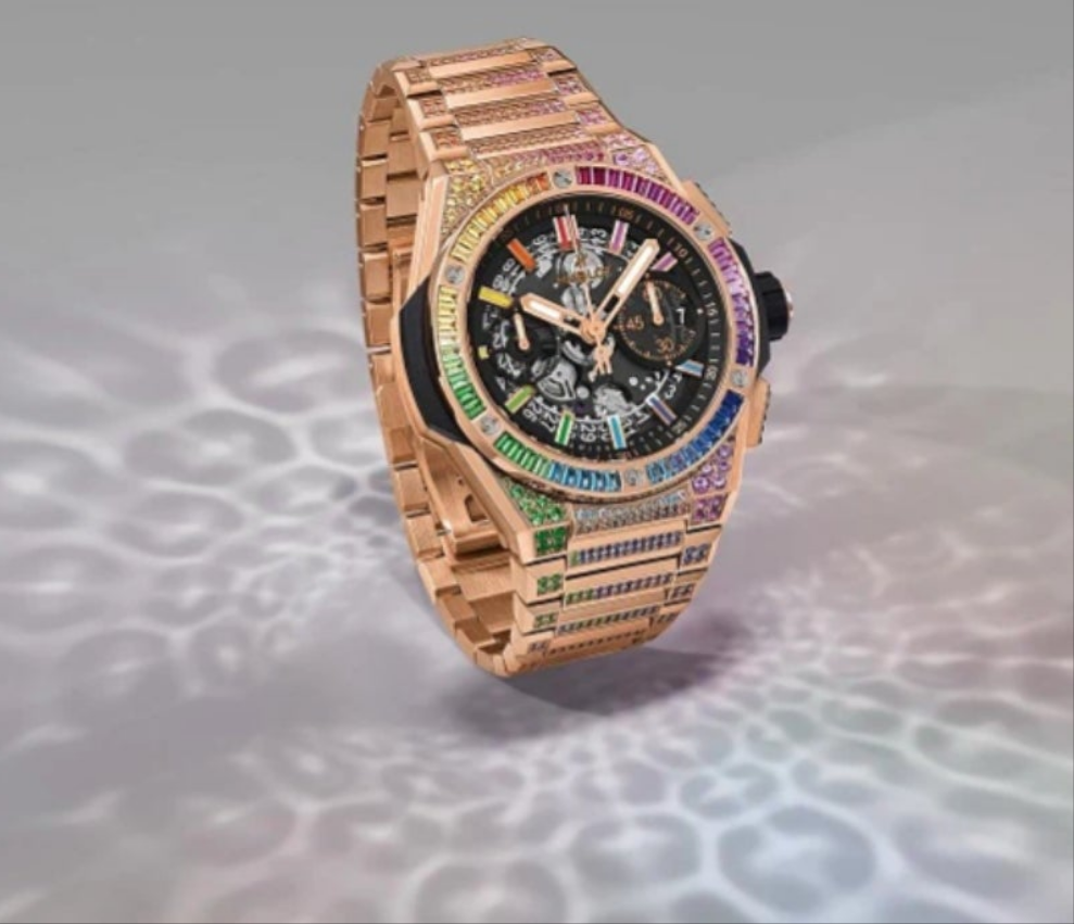 Hublot Big Bang Chronograph 18K King Gold & Colored Gemstones Man's Watch, 451.OX.1180.OX.3999