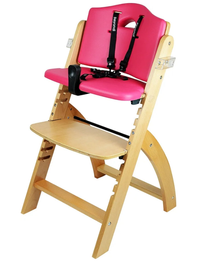 Junior Wooden High Chair with Tray. The Perfect Adjustable Baby Highchair Solution for Your Babies and Toddlers or as a Dining Chair. 6 Months up to 250 Lb. Natural Wood/with Cushion