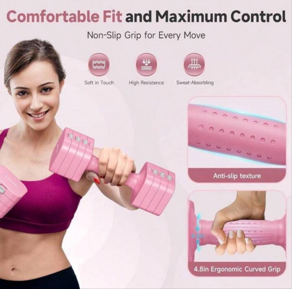 Adjustable Dumbbell Set Of 2, Each 2/4/6/8/10 Lbs Weight For Women, Quick Adjust Weight, Double Locking Protection, Versatile Hand Weights For Home Gym & Outdoor Exercise