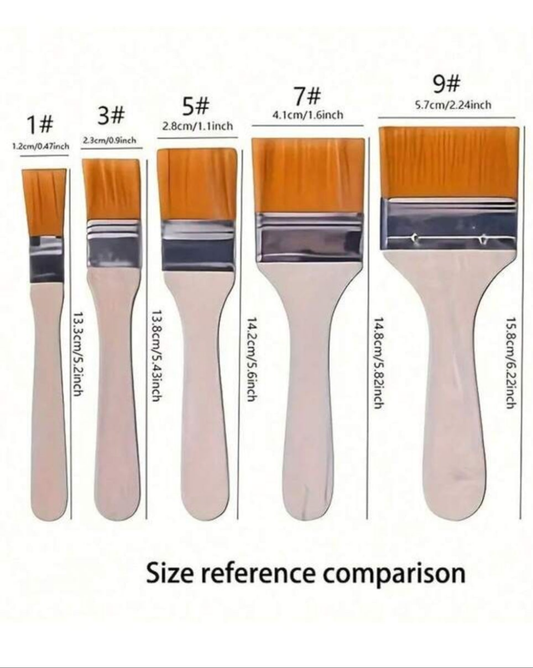 5pcs Of Art Paint Brushes Assorted Sized Nylon Painting Brushes With Wooden Handles For DIY Painting,Painter, Students, Artist5 Sets Of Art Paint Brushes Assorted Sized Nylon Painting Brushes With Wooden Handles For DIY Painting,Painter,