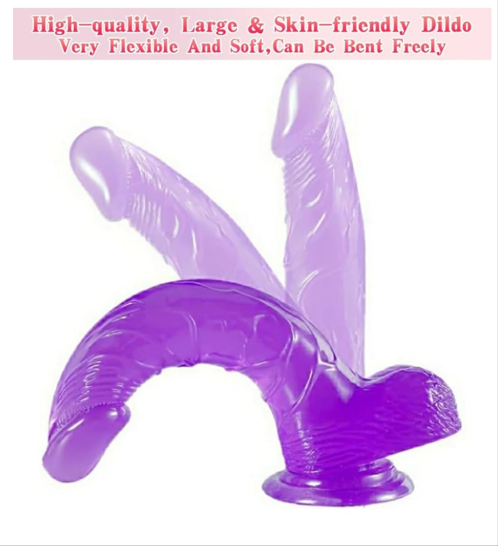 Strap on Dildo with Harness, 8.3 Inch Realistic Wearable Dildo Body-Safe Material Strong Suction Cup, Anal Vagina G Spot Sex Stimulation Adult Sex Toys for Women Lesbian Men Couple