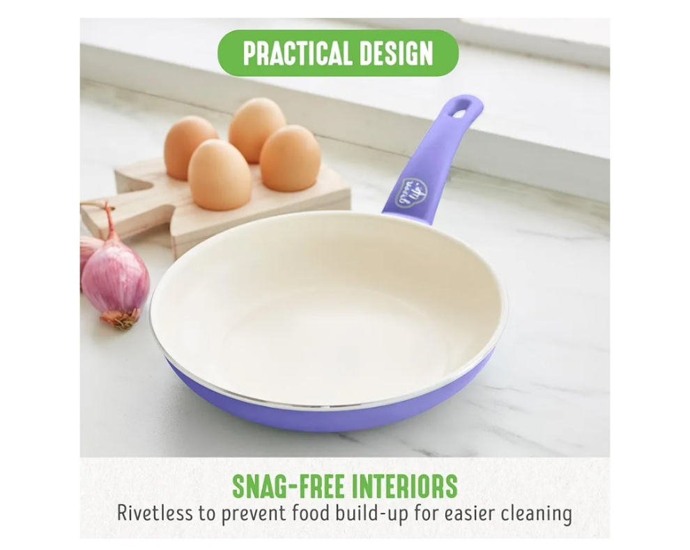 16 Piece Cookware Set, Non-Toxic PFAS-Free Ceramic Nonstick, Frying, Sauce, Saute, Utensils, Glass Lids, Stay-Cool Handles, Wobble Free, Dishwasher & Oven Safe,