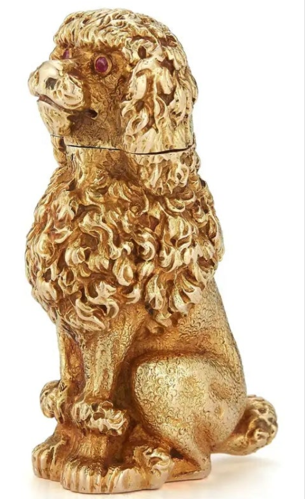 14k Gold Ruby Schlumberger Gold Poodle Lighter circa 1950s