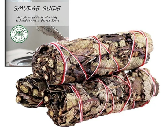 4 Inch Black Sage Sticks with Starter Guide, Floral Home Sage Organic for House Cleansing, Big Sage Smudge Stick Bundle Sage to Get Rid of Evil Spirits, Sage House Blessing 3 Pack