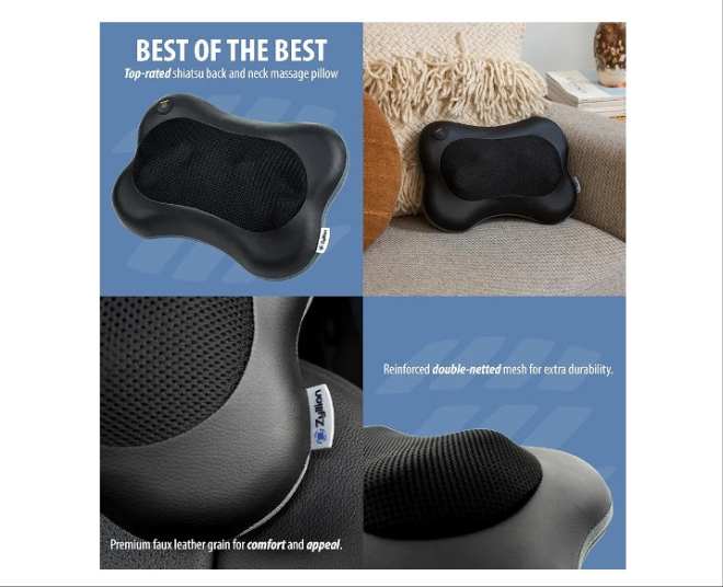 Back and Neck Massager with Heat - 3D Kneading Deep Tissue Electric Massage Pillow for Chair, Car, Muscle Pain Relief on Shoulders, Legs, Foot - Doctor Recommended -