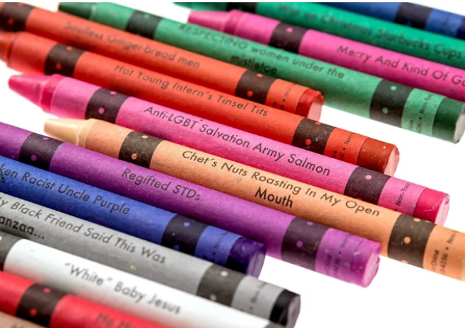 Offensive Crayons Holiday Edition - Funny Gag Gift for White Elephant, Office Parties, Secret Santa, Snarky Adult Humor, Sarcastic Christmas Gifts for Mom, Dad, Co-workers, & Friends