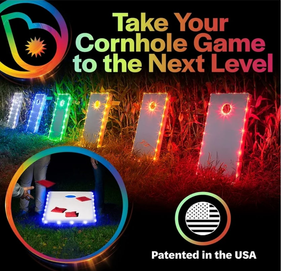 LED LIGHTS FOR CORNHOLE GAME FOR 2 BOARDS