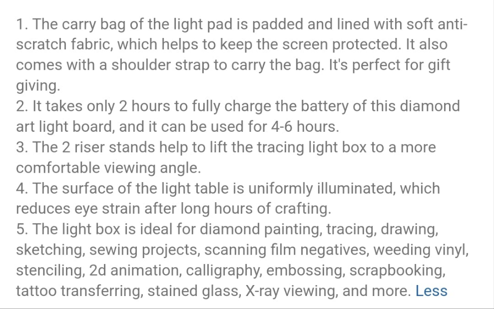 A4 Rechargeable Light Up Tracing Pad with Padded Carrying Case, Paper Clip, Foldable Riser Stands, 6 Levels of Brightness, USB-C Charging Cable, Wireless Light Board for Diamond Painting Tracing and Drawing