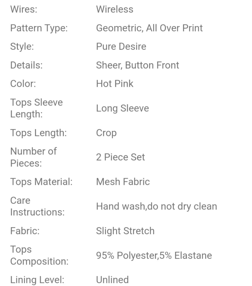 2pcs Sexy Women Printed Mesh Deep-V Lingerie Set COCOMONEY