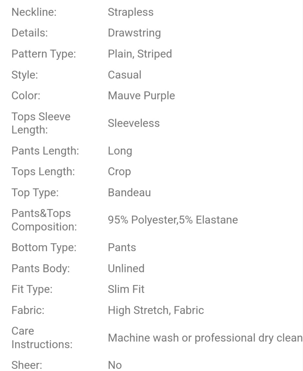 Striped Bandeau Top And Pants 2 Piece Set, Minimalistic Fashion Suitable For Summer COCOMONEY
