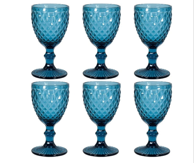 Vintage Wine Glasses Set of 6, 12 OZ