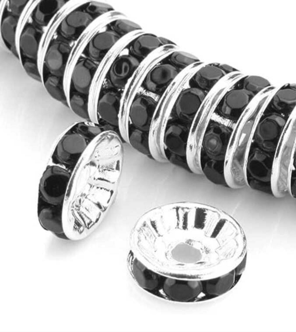 100pcs Rhinestone Diy Handmade Spacer Beads For Jewelry Making Necklace Loose Beads Round Shape With Holes glass