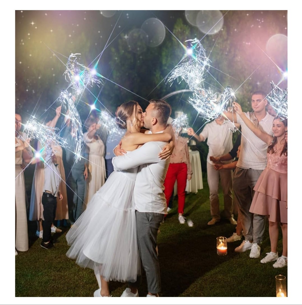 Lighted Wedding Wands LED Tinsel Wands Light up Streamers Sparklers for Wedding Send off and Exits Birthday Party Props Favors(