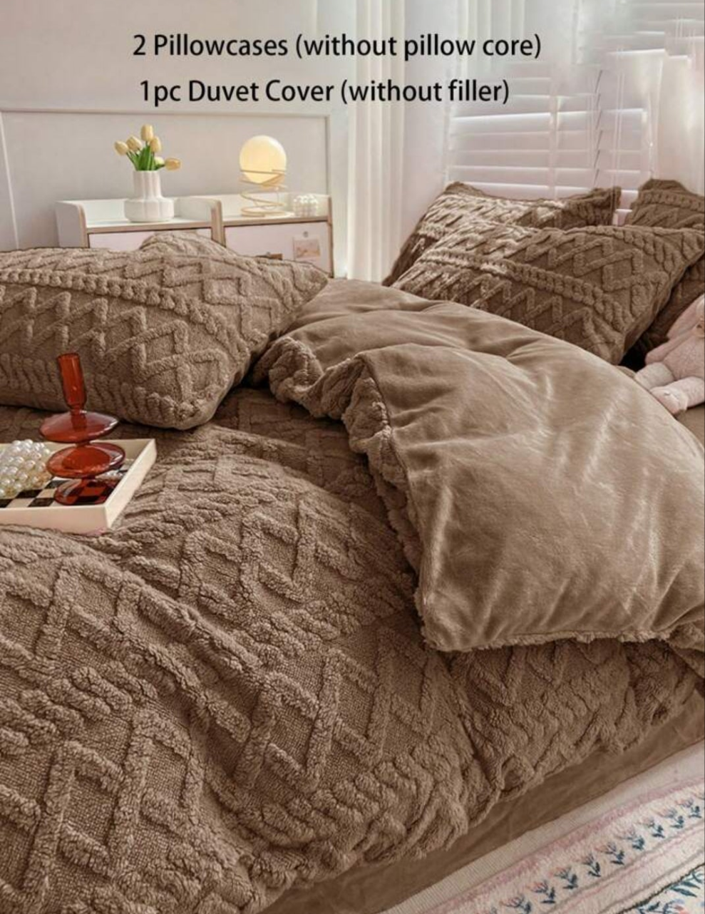 3pcs Deep Plush Crystal Velvet Cozy And Soft Duvet Cover Set, Suitable For Bedroom, Guest Room 1 set of 3