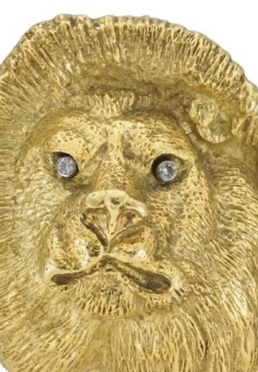 18k Gold Diamond Vintage 1970s Gold Lion Belt Buckle with Diamonds