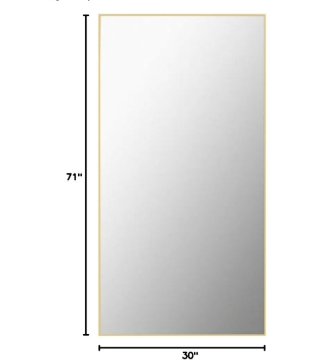Oversized Full Length Mirror, 71" x 30" Floor Mirror with Stand, Aluminum Alloy Frame Full Body Mirror, Standing Hanging or Leaning Against Wall Bedroom Living Room