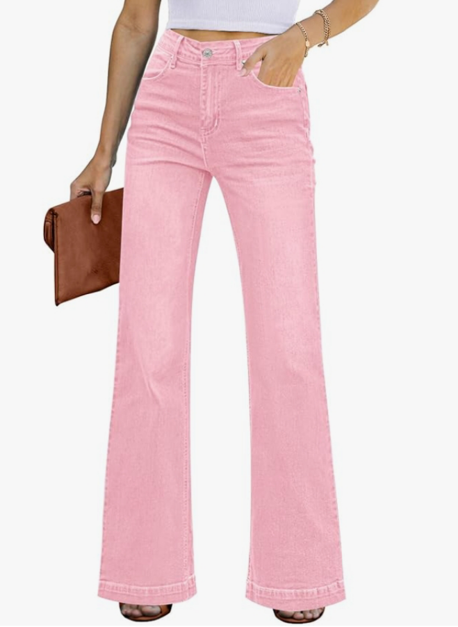 Flare Jeans High Waisted Wide Leg Baggy Jean for Women Stretch Denim Pants