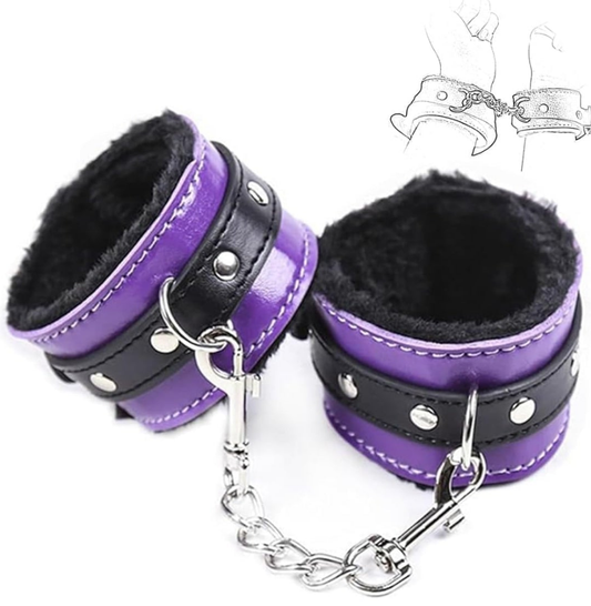 Purple Sex Handcuffs for Grownups (Chained Wrists and Ankles) Set, Sex Hand Cuff Set for Spice Up The Bedroom for Couples for Adults with Safety Release Sweater
