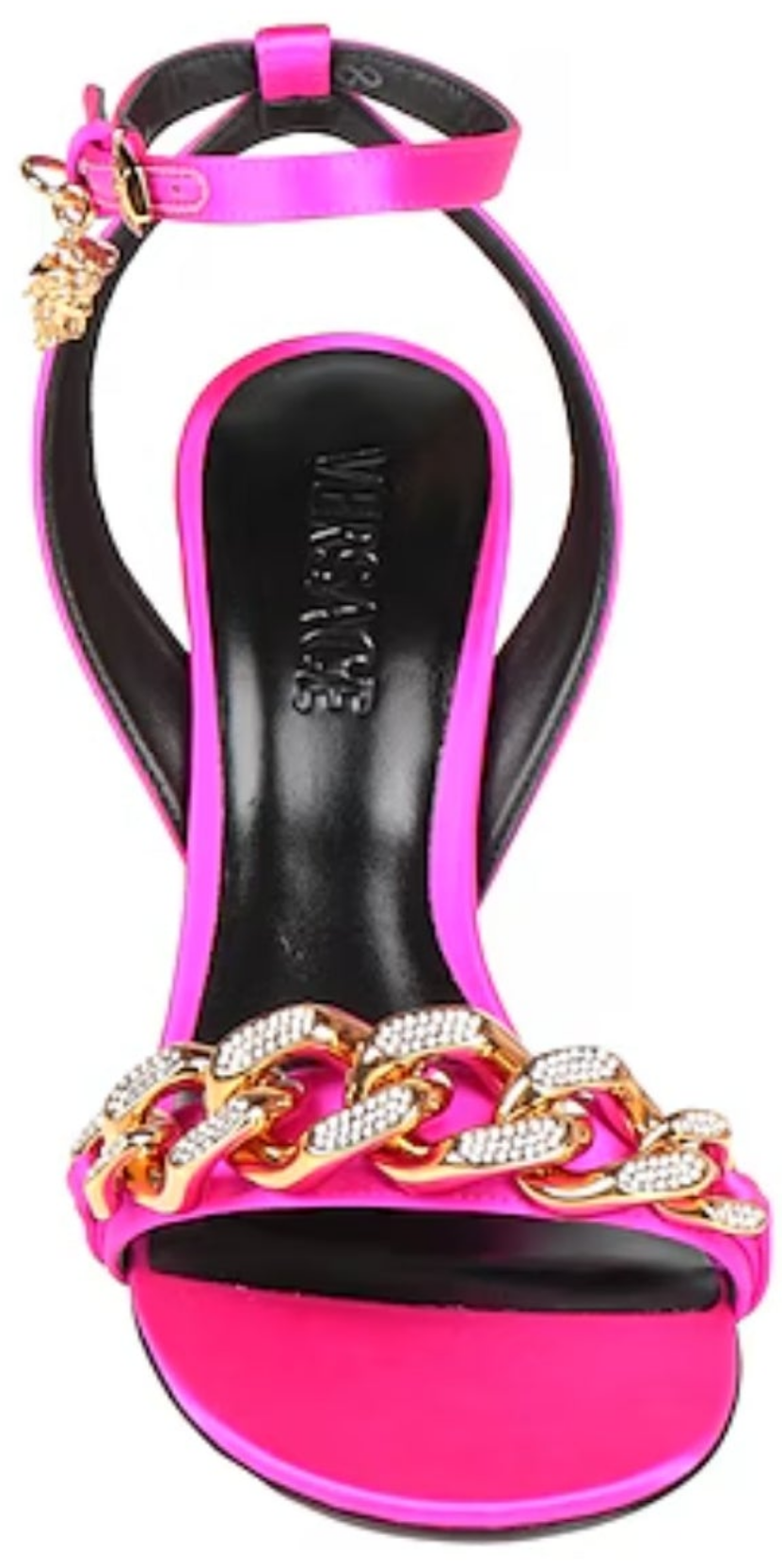 Versace Medusa 110mm Chain High Heeled Sandals
Deep Fuchsia Satin