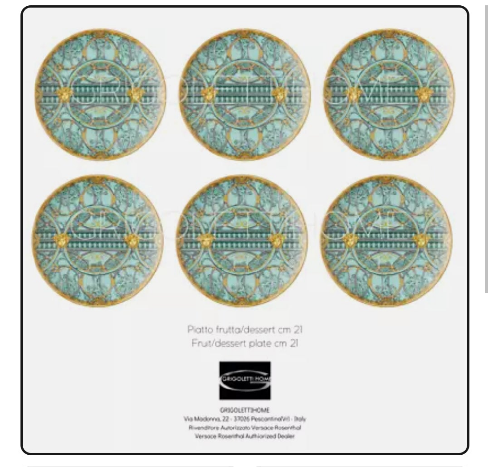 Versace Rosenthal - La Scala del Palazzo Verde - set of 6 flat plates ø cm 21