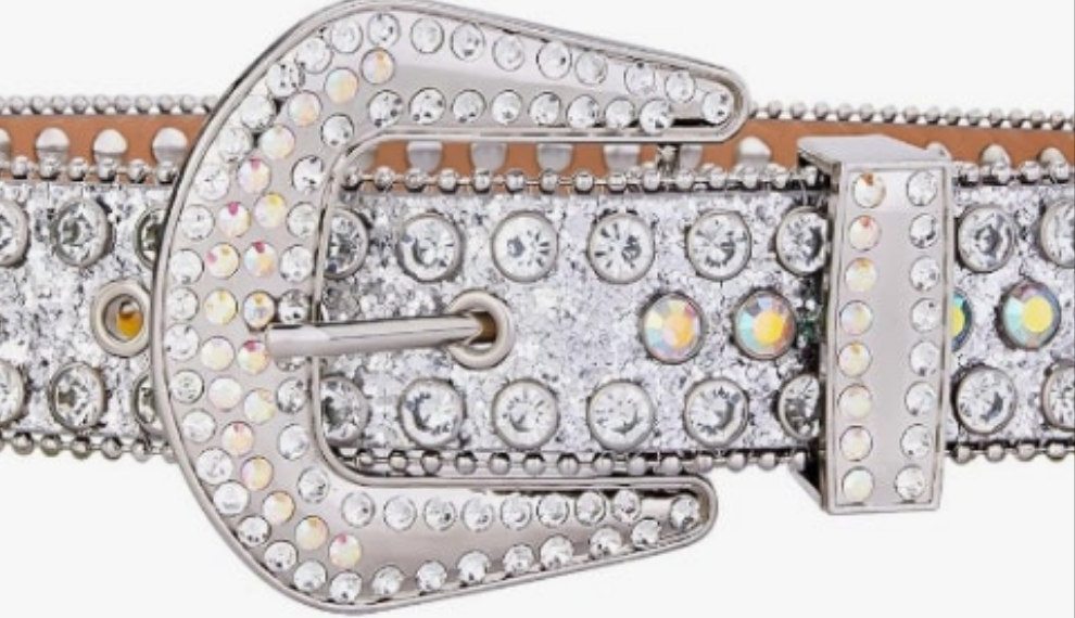 Men Fashion Rhinestone Belt Western Bling Studded Design Leather Diamond Belt for Jeans