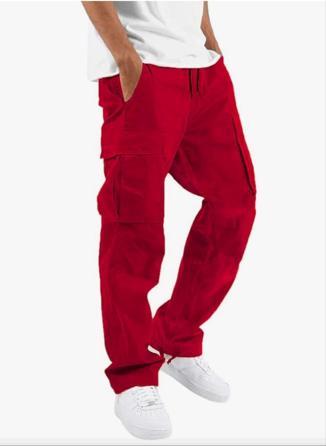 Mens Cargo Pants Casual Hiking Pants Joggers Athletic Pants Cotton Loose Straight Sweatpants for Men