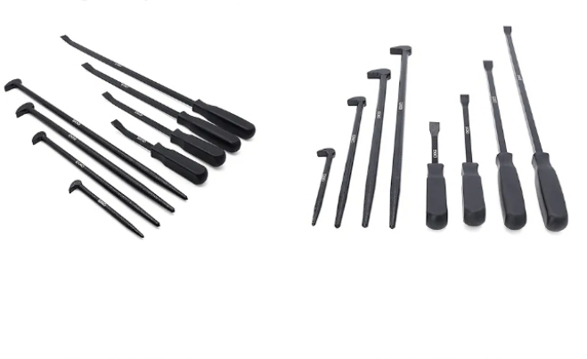 8-Piece Pry Bar Set | 8, 12, 18, 25 Inch Handle Prybars | 6, 12, 16, 20 Inch Rolling Pry Bars | For Prying, Lifting and Moving