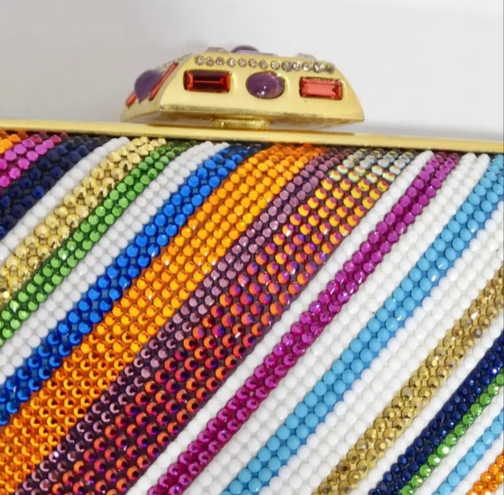 Judith Leber Multicolor Swarovski Crystal Embellished Clutch