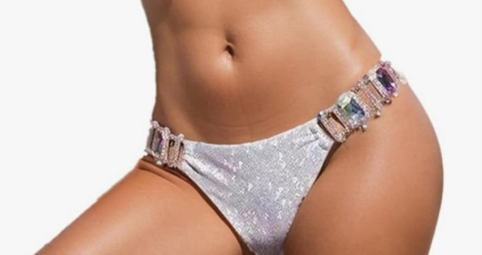 Sexy Two Piece Swimsuit Rhinestone Bikini Set Halter Triangle Bathing Suit Cocomoney