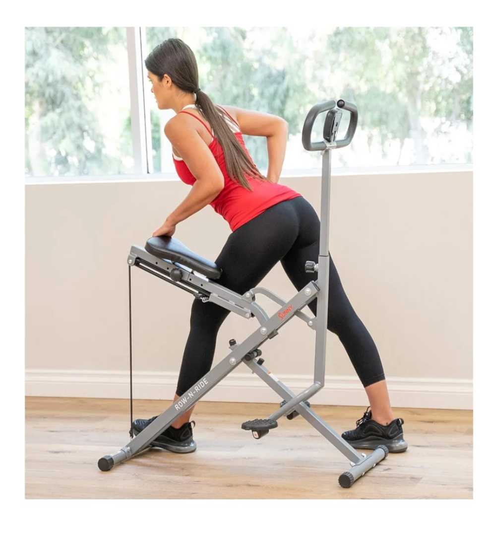Health & Fitness Row-N-Ride Squat Assist Trainer, Foldable & Easy Setup Exercise Equipment w/Adjustable Resistance, Home Gym Training Machine for Arm, Glute & Leg Workout, Optional in Colors