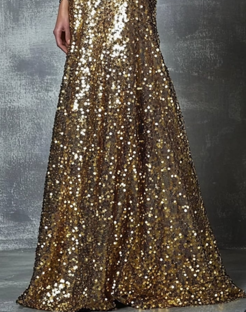 Off The Shoulder Sequined Mermaid Maxi Dress-Gold COCOMONEY