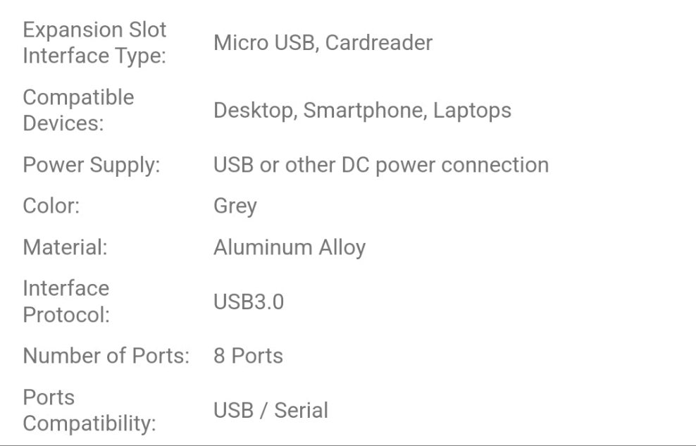 USB C Hub USB Hub 3.0,Aluminum 8 In 1 USB Splitter With 1 X USB 3.0, 3 X USB 2.0 And 1 X USB C, SD/TF Card Reader, 3.5mm Aux Ports For Pro Air And More PC/Laptop/Tablet Devices