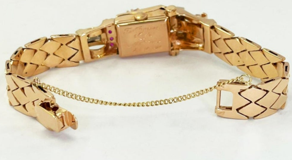 Stunning Retro Rose Gold, Diamond, and Ruby Manual Watch 0.18k