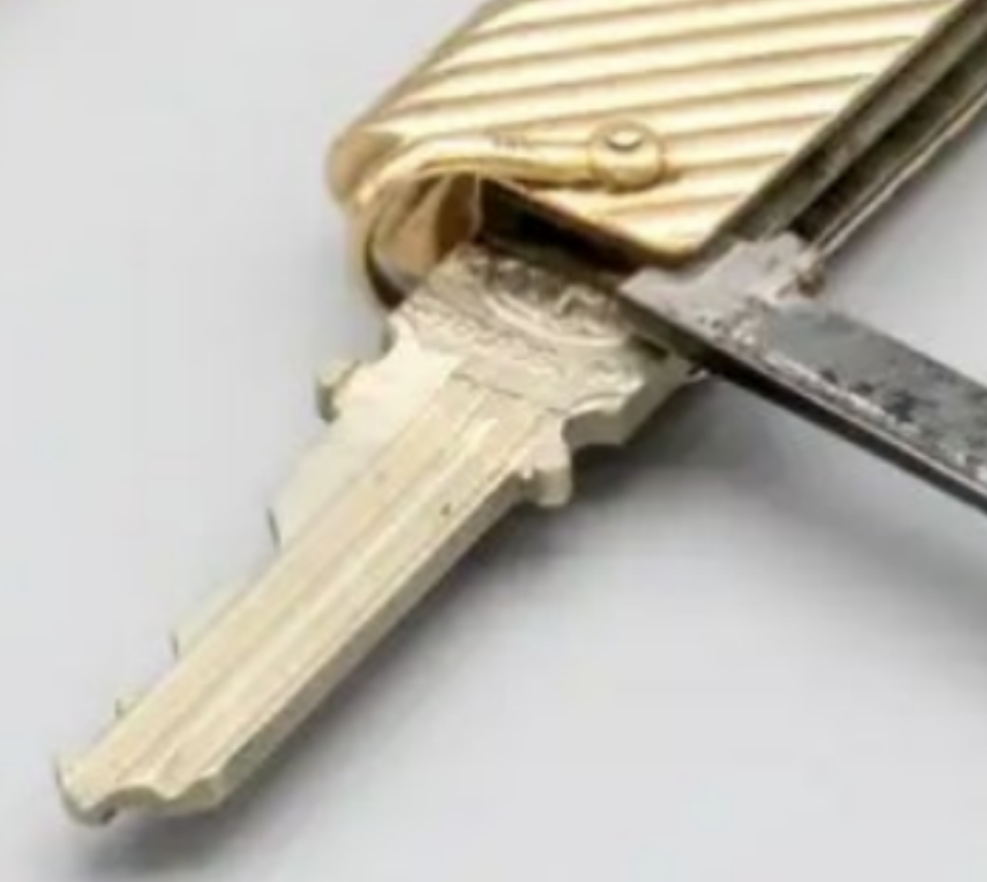 14k Gold Verdura Gold Utility Knife and Key with Clock and Hidden Pencil and mystery key exciting