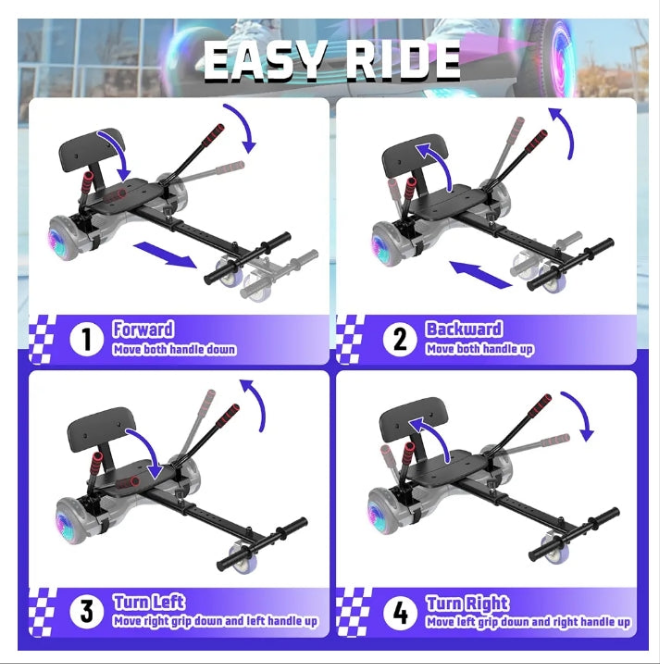 Scooter with Seat Attachment, Scooter Go Kart Combo with Corlorful LED Lights, Adjustable Frame Length, for Kids
