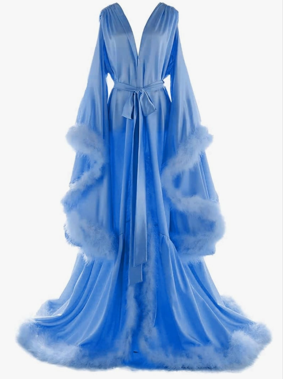 Silk Feather Bridal Robes Old Hollywood Maternity Photoshoot Nightgown Silk Bathrobe Long Lingerie Cocomoney