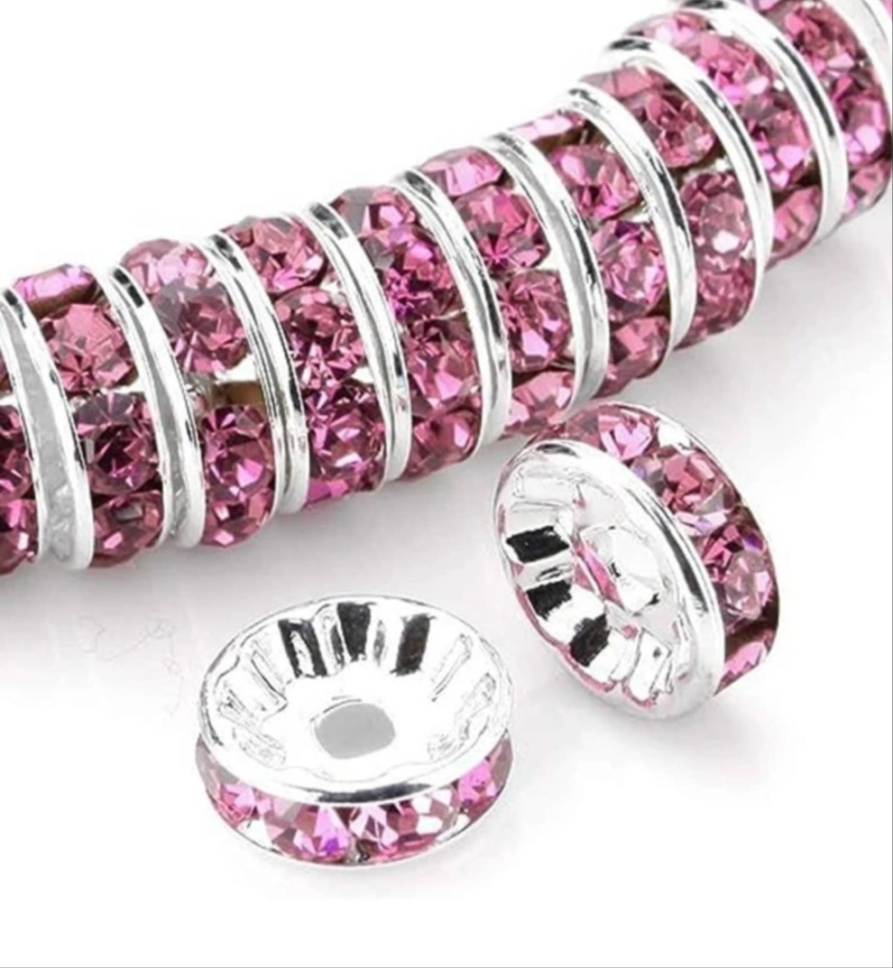 100pcs Rhinestone Diy Handmade Spacer Beads For Jewelry Making Necklace Loose Beads Round Shape With Holes glass
