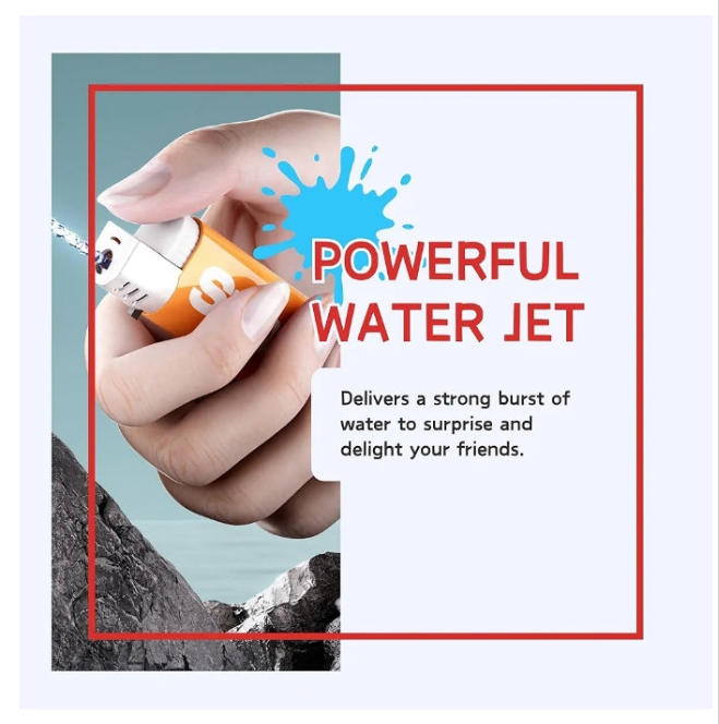 Water Gun Lighter - Realistic Prank Lighter with Powerful Water Jet for Harmless Fun and Lighthearted Pranks