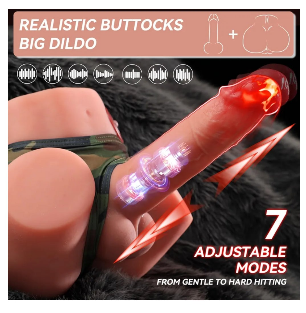 Male Sex Doll for Women with 7" Thrusting & Vibrating Dildo, Realistic Adult Sex Dolls Mini Butt with Tight Anal Channel Masturbation Sex Toy, Unisex Masturbator for Female Couples Gay Men