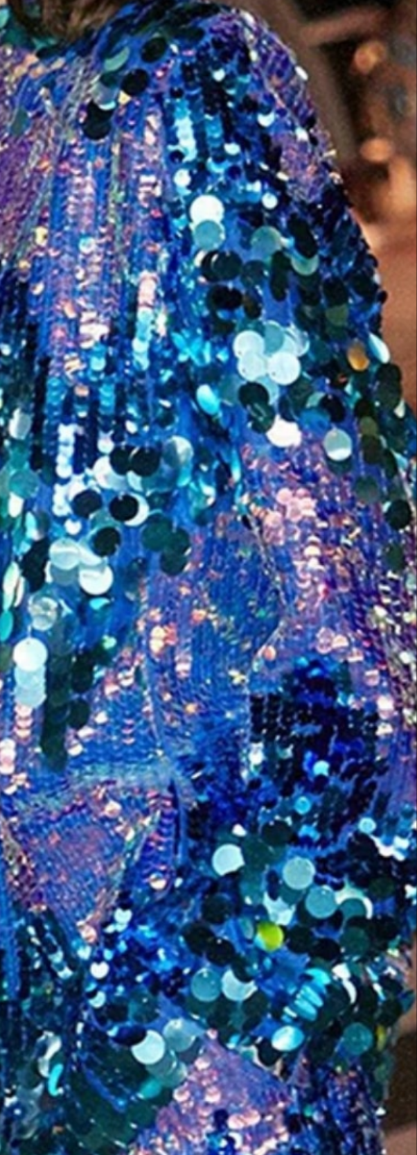 Colorblock Sequin Blazer Two Pieces Pant Set-Blue COCOMONEY
