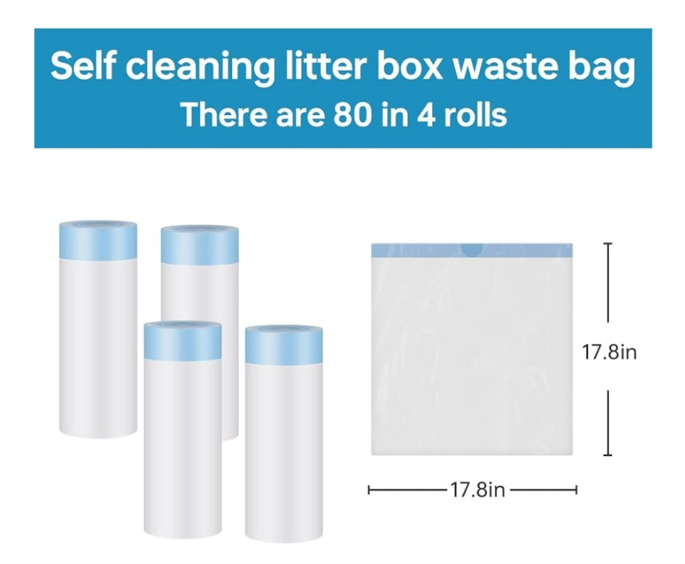 Self Cleaning Litter Box, Automatic Cat Litter Box Self Cleaning for Multiple Cats, 65L+9L Robot, 3 Rolls Grabage Bags, Negative ion Deodorization, APP Control, Toilet Monitoring