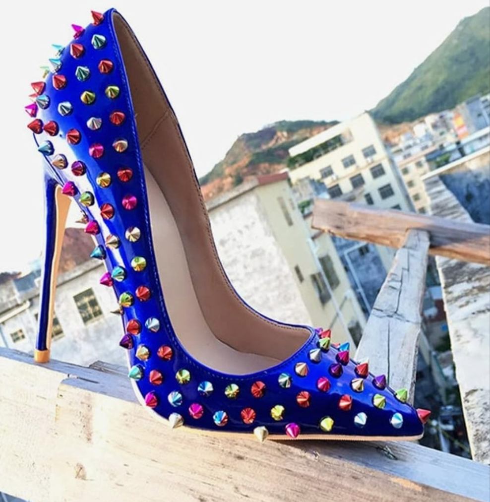 Sexy Heels Pumps Studded Rivett Party Prom Event Birthday Wedding Shoes