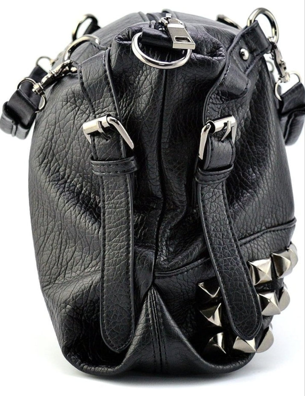 Pu Leather Cross Body Silvery Rivet Studded Shoulder Nightclub Hobo Handbag for Lady