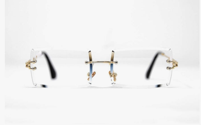 Luxury Rimless Designer Square Retro Gold Wire Metal Frame Clear Lens Eye Glasses Unisex Trendy Rectangle Frameless Hip Hop Glasses For Men And Women