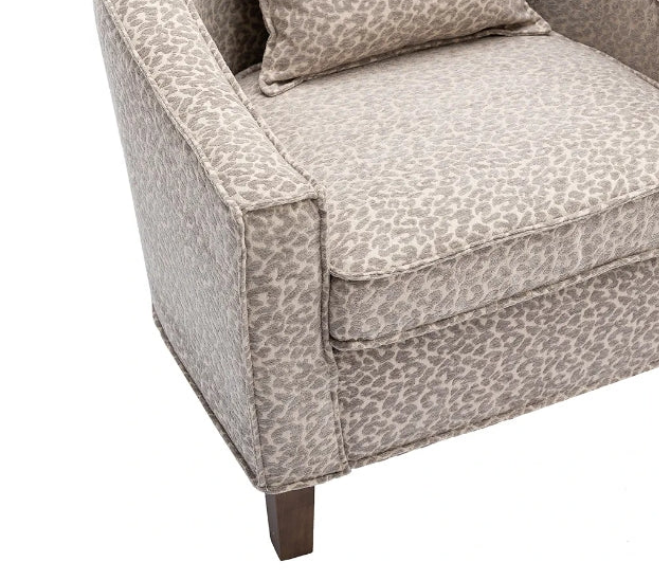 Leopard Grey Armchair with Ottoman, Modern Accent Chair with Adjustable Feet, Leisure Lounge Chair Mid Century Barrel Chair for Living Room Apartment Studio Office Waiting Room(Leopard Grey-Chenille)